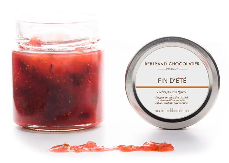 Confiture Artisanale Figues pêches Fruits de saison.