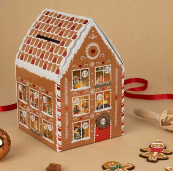 Calendrier de l'Avent en forme de maison en pain d'épices garni de chocolats – Bertrand Chocolatier