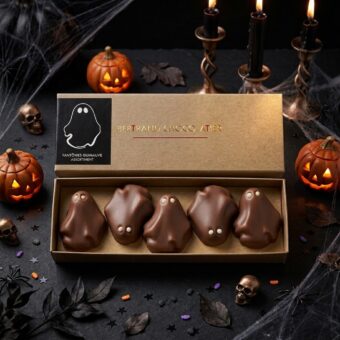 Guimauves fantômes – Coffret de 5 guimauves au chocolat pour Halloween